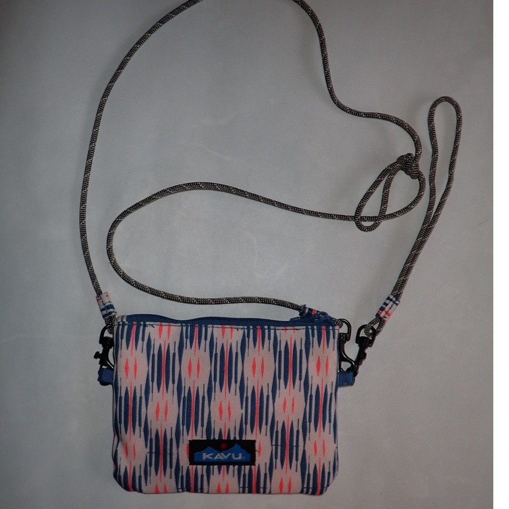 KAVU‎ small crossbody wallet bag unisex detachable cord strap Blue Orange